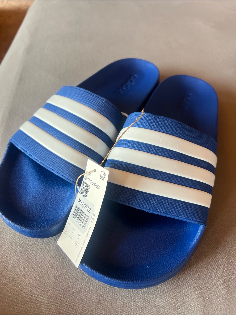 Adidas Blue Cloud Foam Adilette Shower Slides, men 11, women 12. New with tags.